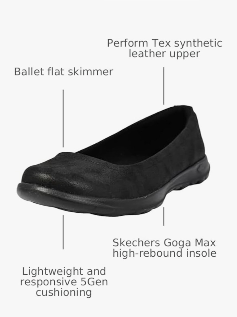 Skechers GOwalk Lite Gem Ballet Flats Black Comfort Shoes Womens Size 8 NWOB - Picture 2 of 11